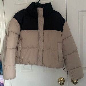 Brave Soul Black and Tan Puffer Jacket